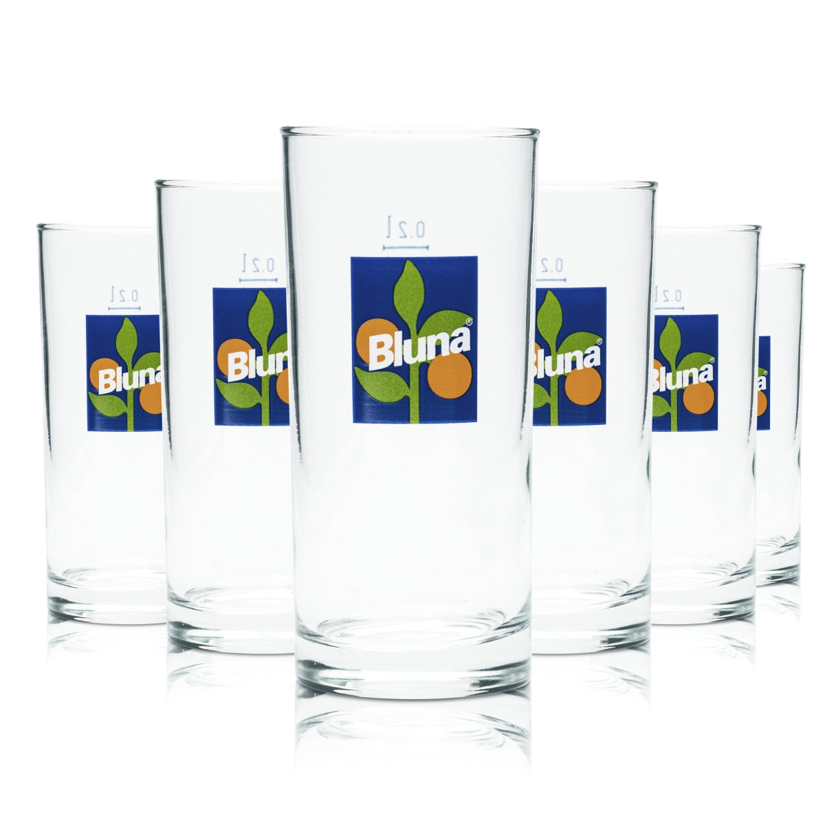 6x Bluna glass 0.2l cup stick calibrated catering soda glasses thirst quencher cola