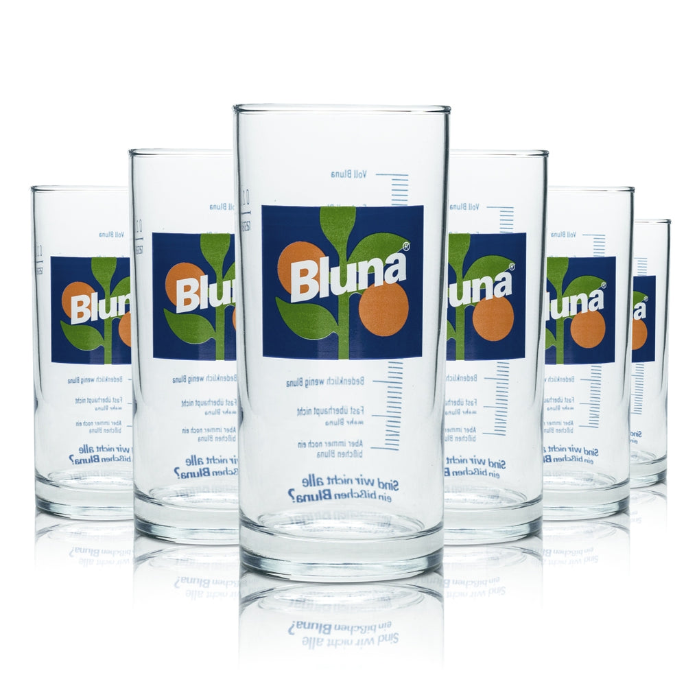 6x Bluna Lemonade Glass Long Drink 0.2L Fun Scale Retro Glasses Drinking Glass Mug