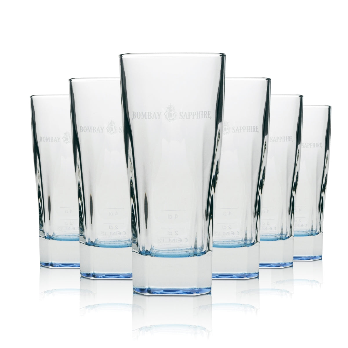 6x Bombay Sapphire Gin Glass 0.3l Long Drink Blue Base Cocktail Glasses Tonic