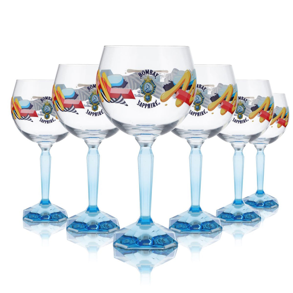 6x Bombay Sapphire glass 0,48l balloon glass Stir Creativity special edition Gin Tonic