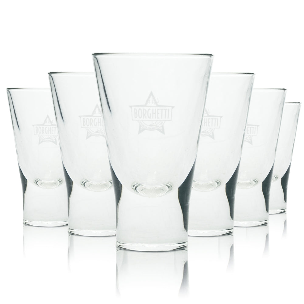 6x Borghetti liqueur glass tumblers, 2cl, 4cl, sambuca glasses, shot glasses, coffee bar