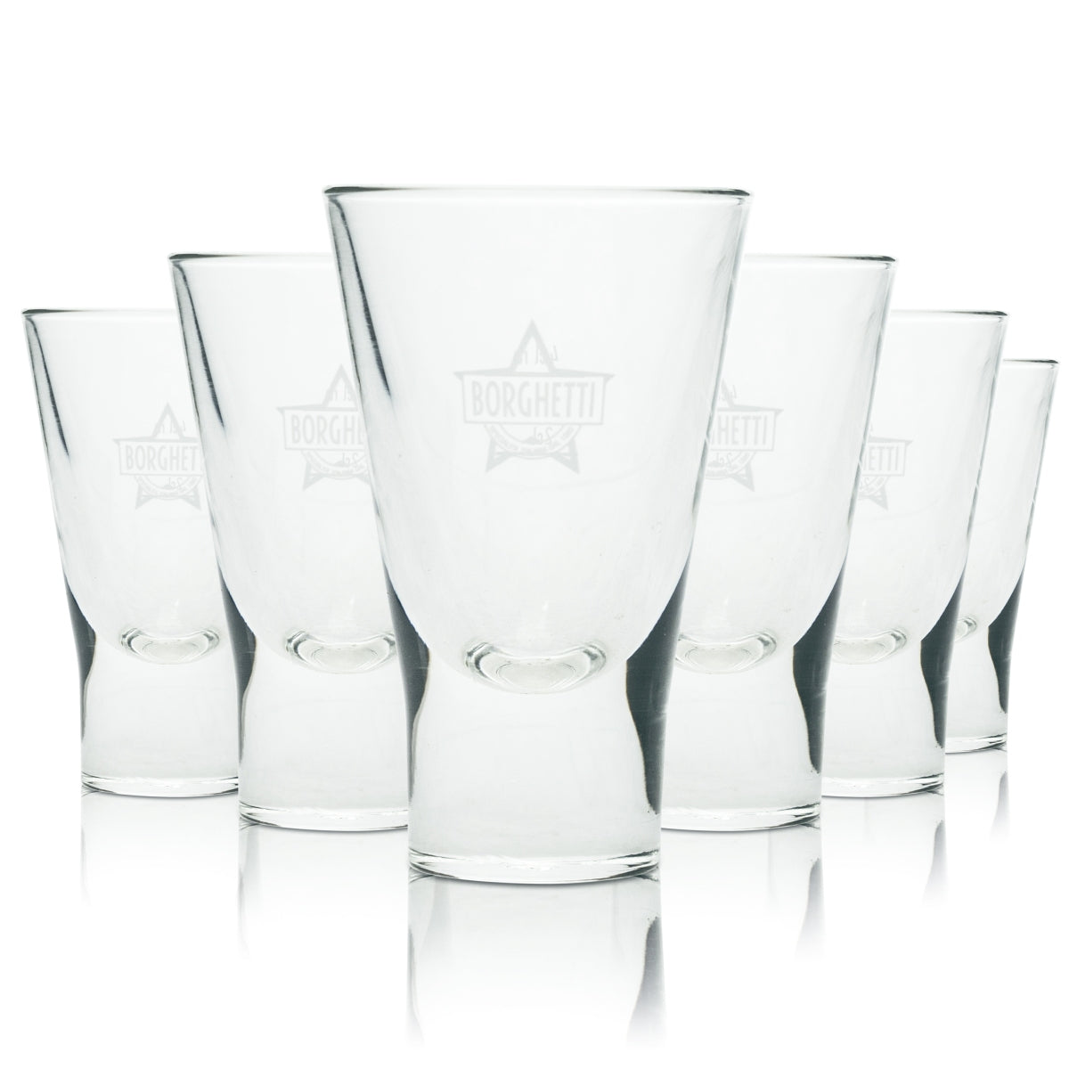 6x Borghetti liqueur glass tumblers, 2cl, 4cl, sambuca glasses, shot glasses, coffee bar