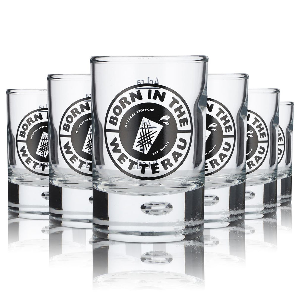6x Born in the Wetterau glass 4cl shot glass Short tumbler glasses set Gastro