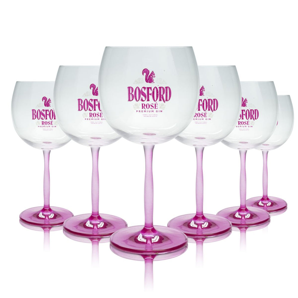 6x Bosford Glass 0.52l Balloon Glass Rose Premium Gin Glasses Set Gin Tonic Aperitif