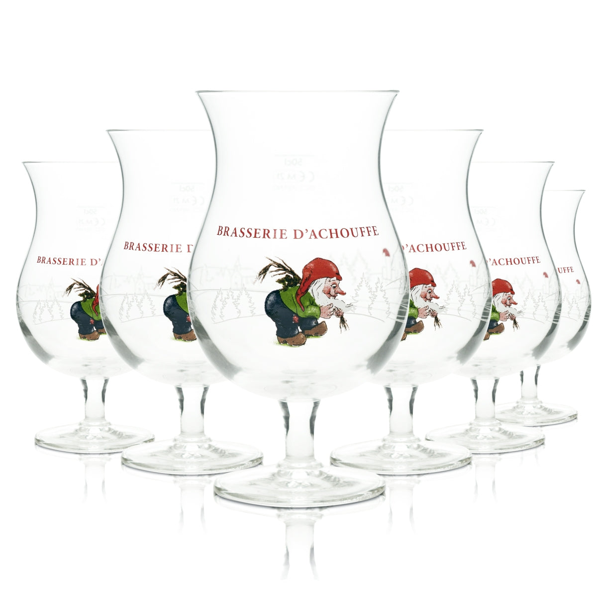 6x Brasserie D'Achouffe Beer Glass 0.5l Goblet Pint Craft Beer Dwarf Belgium Glasses