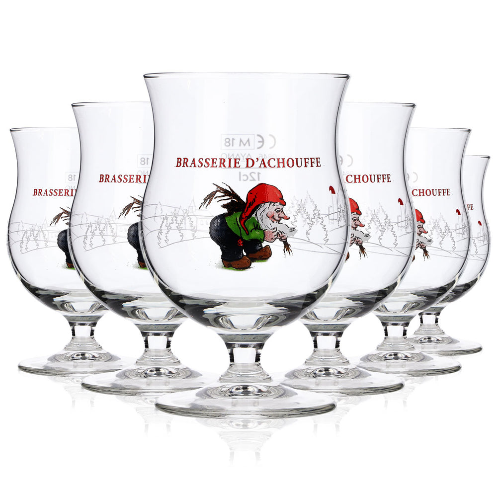 6x Brasserie D'Achouffe Beer Glass Tasting Glass Welcome Glass 0.12l Goblet "Dwarf"