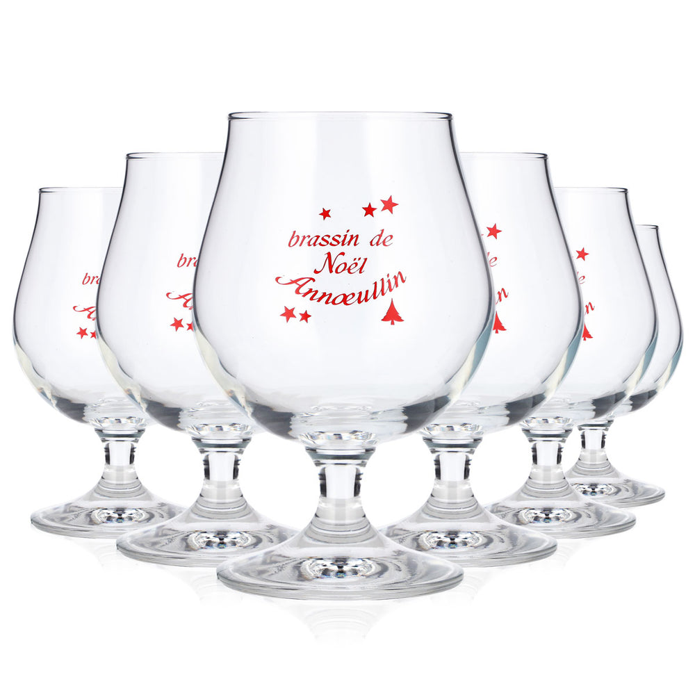 6 Brassin de Noel Annoeullin Beer Glasses, 0.35 L, Goblet-Style