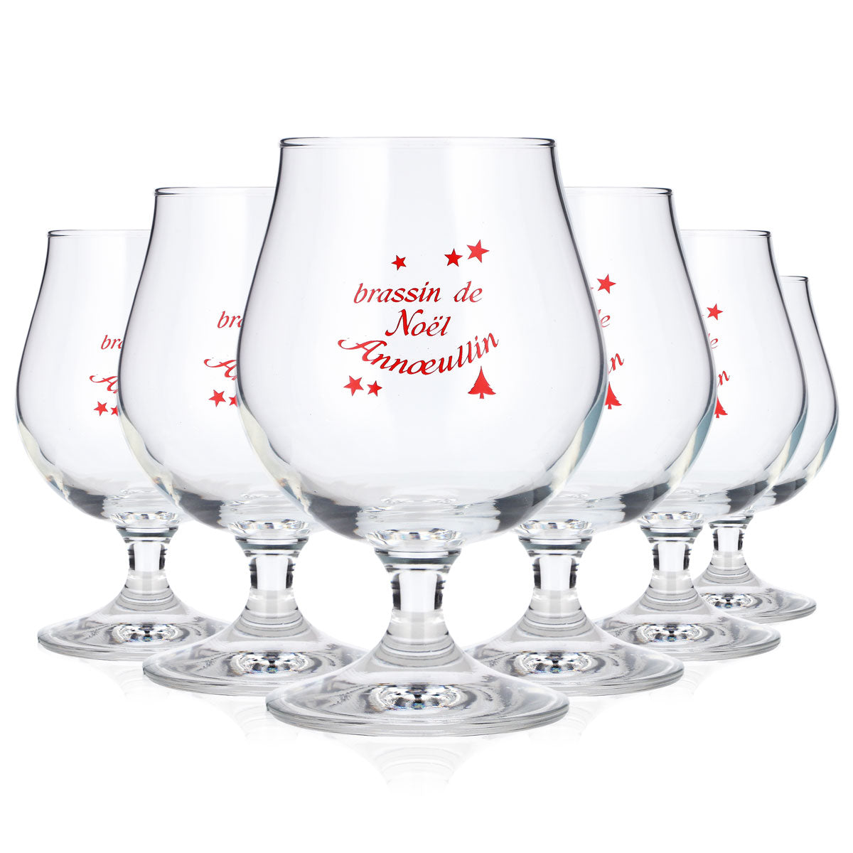 6 Brassin de Noel Annoeullin Beer Glasses, 0.35 L, Goblet-Style