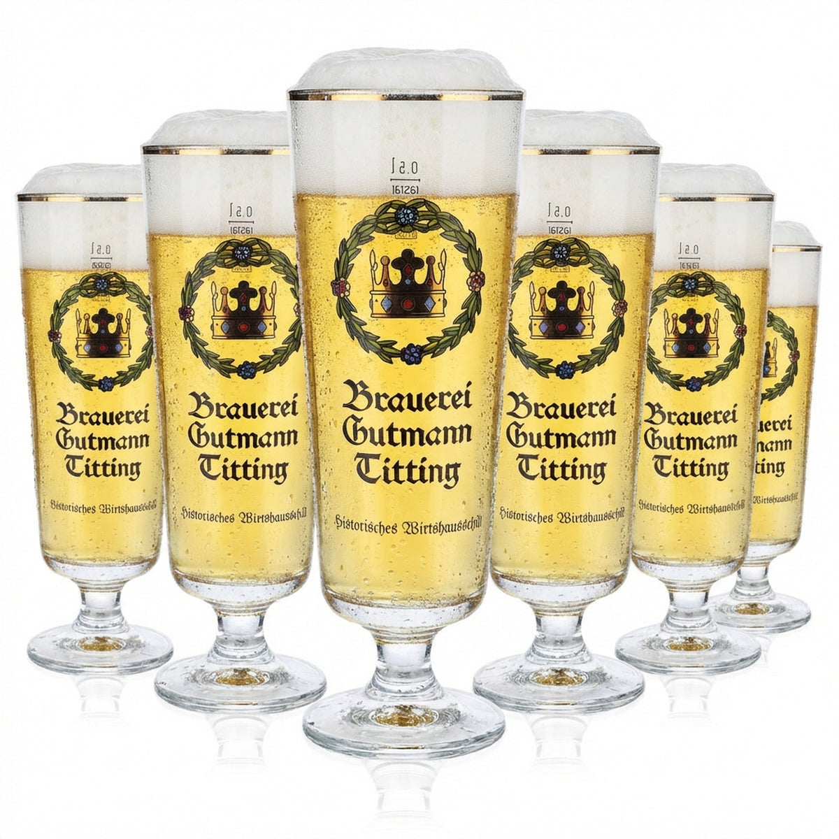 6x Gutmann Titting Brewery Beer Glass 0.5l Beer Mug Crown Brewer's Spout