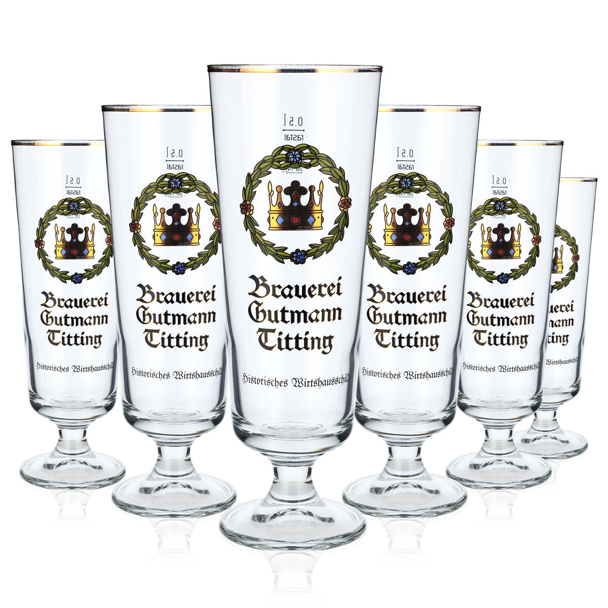6x Gutmann Titting Brewery Beer Glass 0.5l Beer Mug Crown Brewer's Spout – View 5