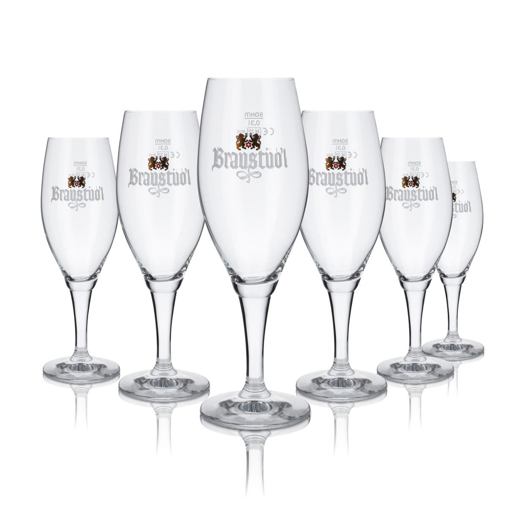 6x Braustübl glass 0.3l goblet Pils tulip beer glasses set Darmstädter Brauerei