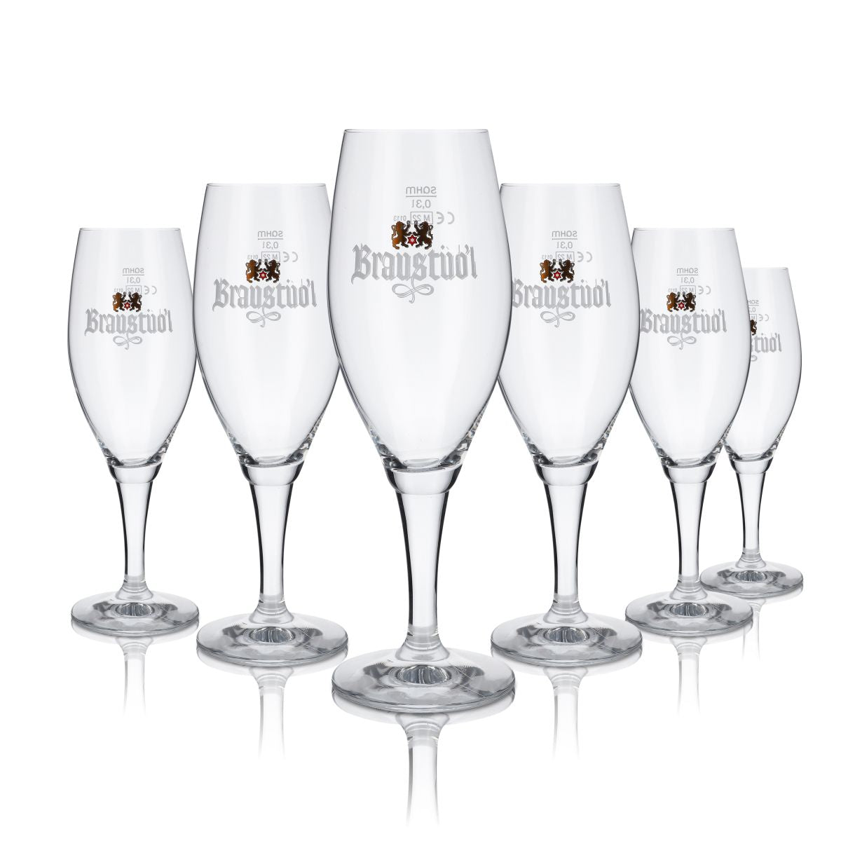 6x Braustübl glass 0.3l goblet Pils tulip beer glasses set Darmstädter Brauerei