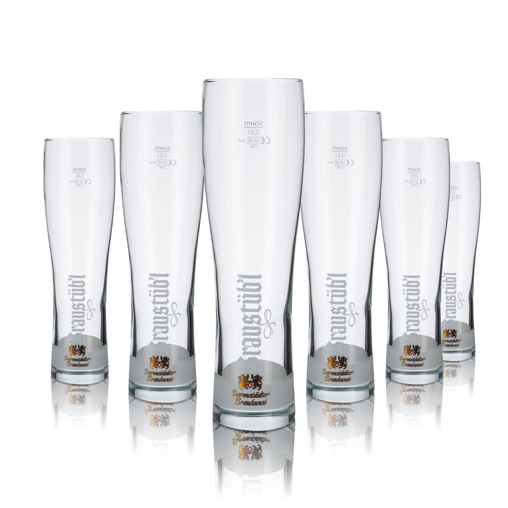 6x Braustübl glass 0.5l wheat beer glass Hefeweizen glass set Dramstadt Brewery