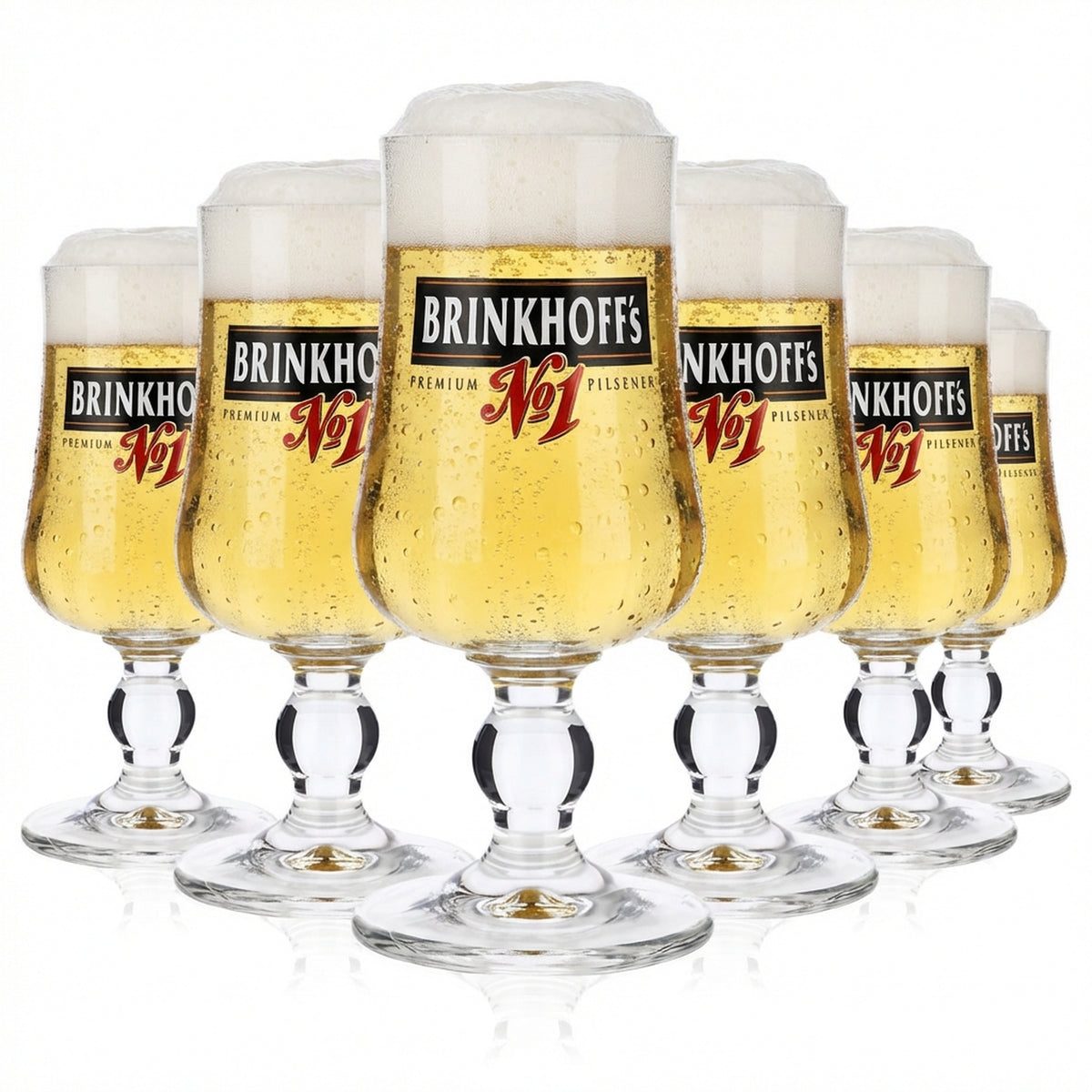 6x Brinkhoffs Beer Glasses 0.2l Beer Glasses Goblet Green Logo RC