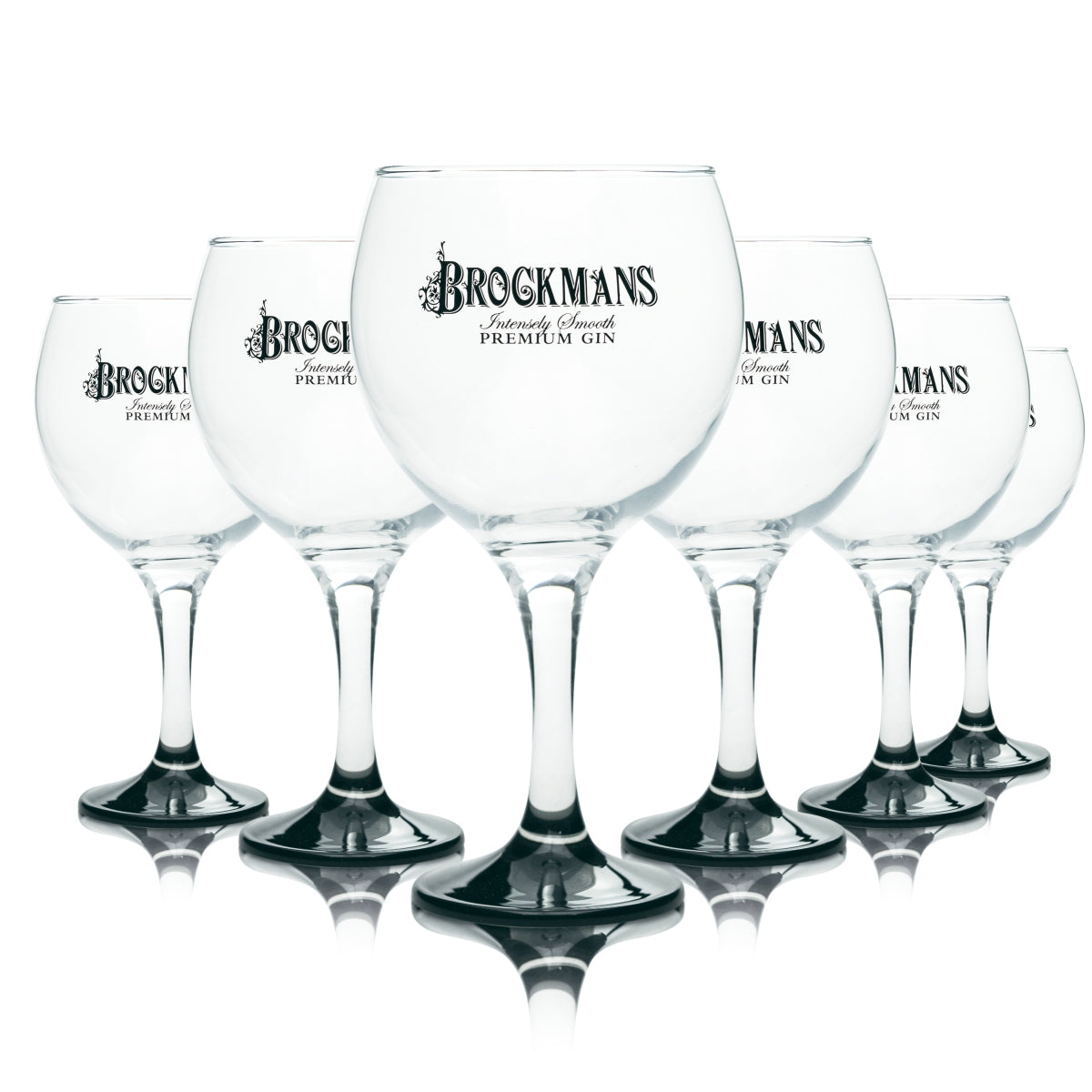 6x Brockmans Gin Glass 60cl Balloon Glass Black Glasses Tonic Coppa Long Drink Bar