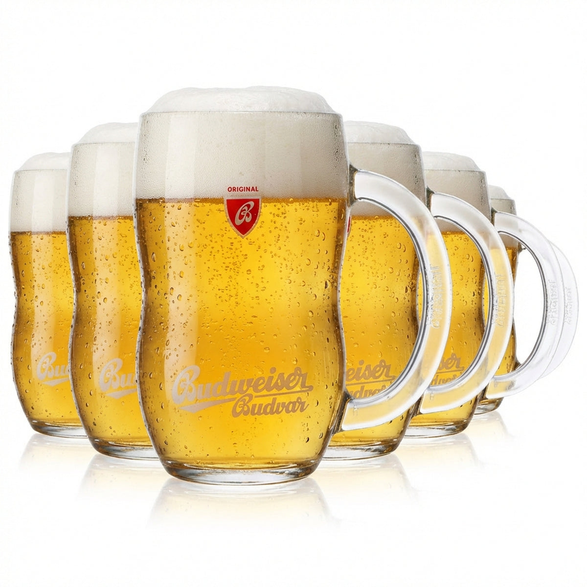 6x Budweiser beer glass 0.5l mug beer stein beer tankard contoured glass