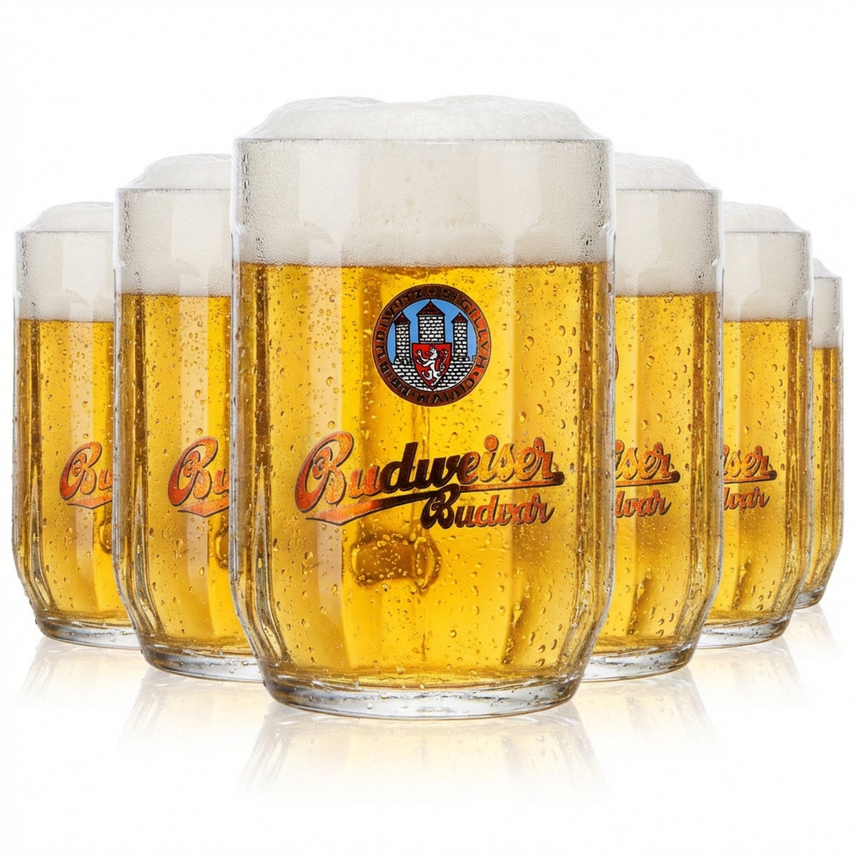 6x Budweiser beer glass Beer mug 0.3l Tankard "Budvar" Sahm Prague