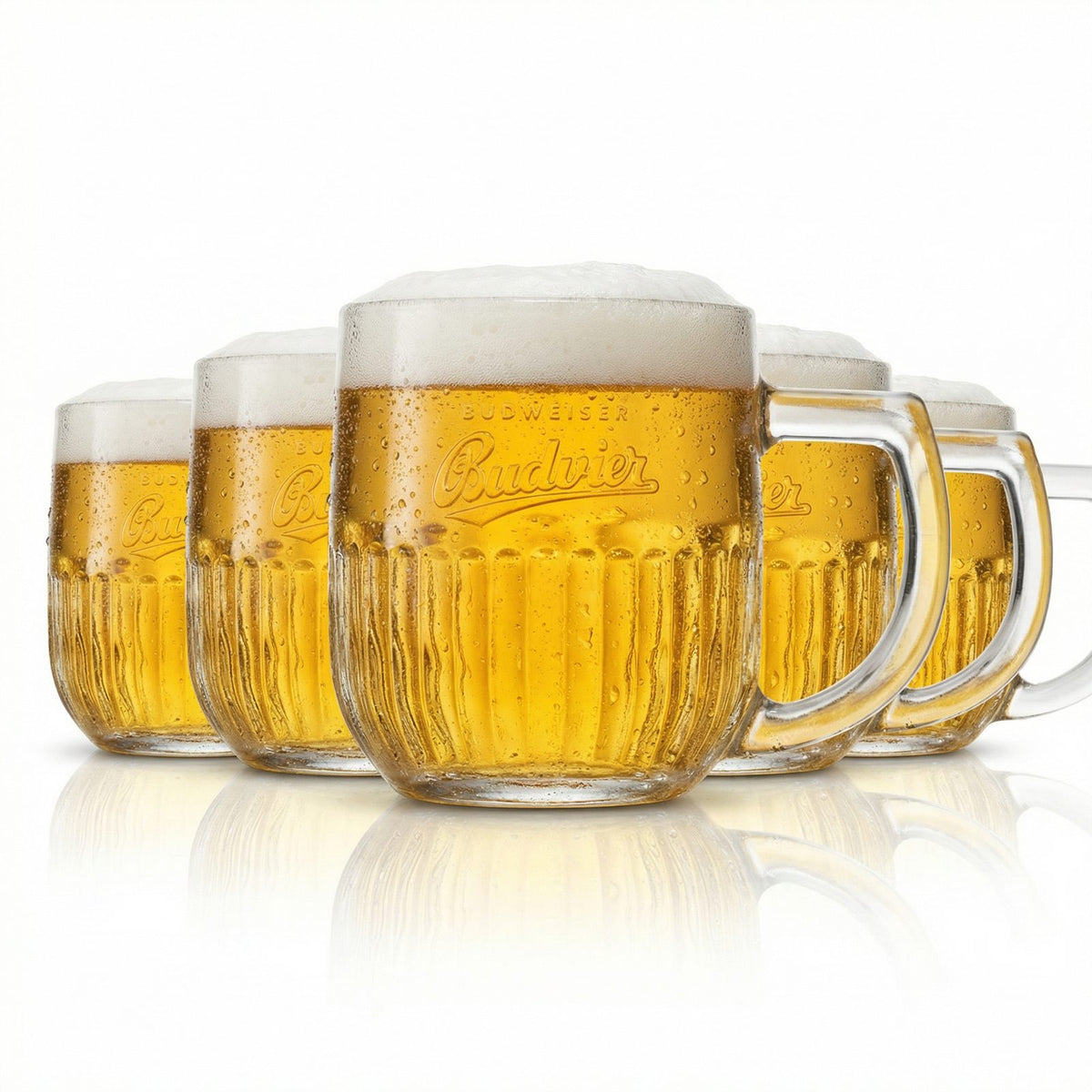 6x Budweiser Budvar beer glass 0.5l – relief mug, calibrated, robust, set of 6, catering