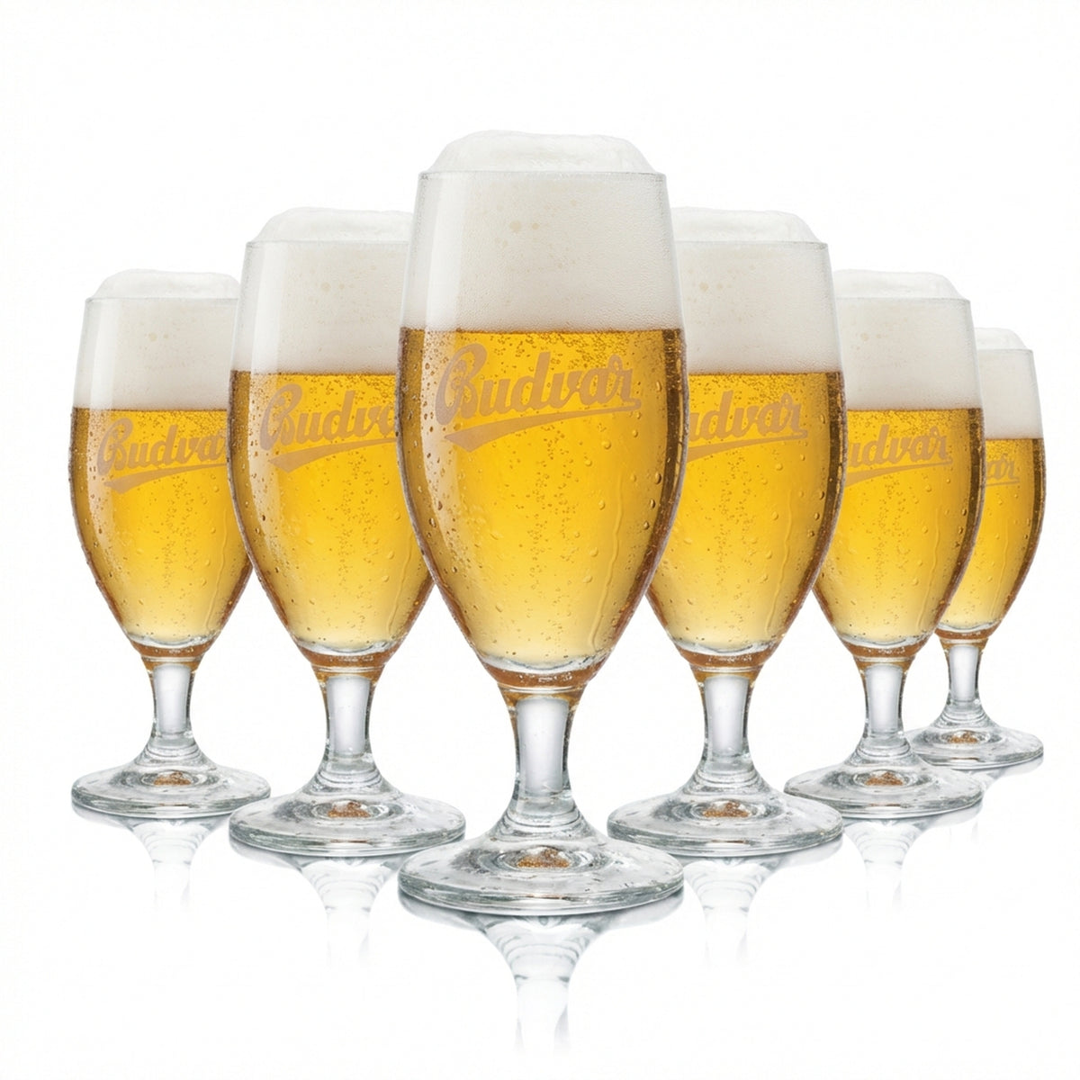 6x Budweiser Glass 0.25l Beer Trophy Tulip Glasses Budvar Calibrated Gastro Beer USA