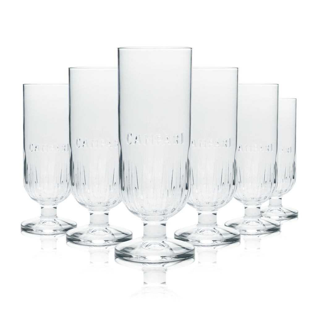 6x Campari Glass 0.3L Long Drink Glasses Seltz Bespoke Relief Spritz Cocktail Bar