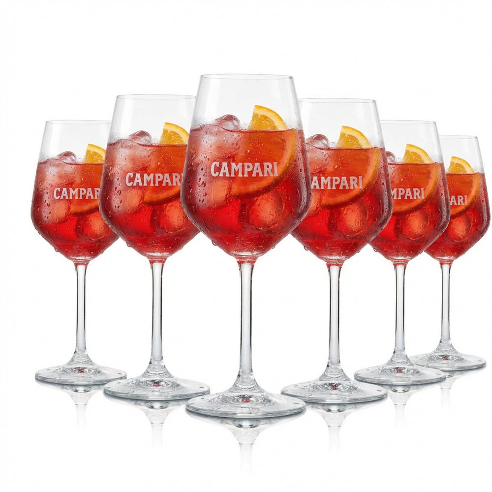 6x Campari glass 0.48l stemmed glasses Amalfi Edition for aperitif cocktails and long drinks