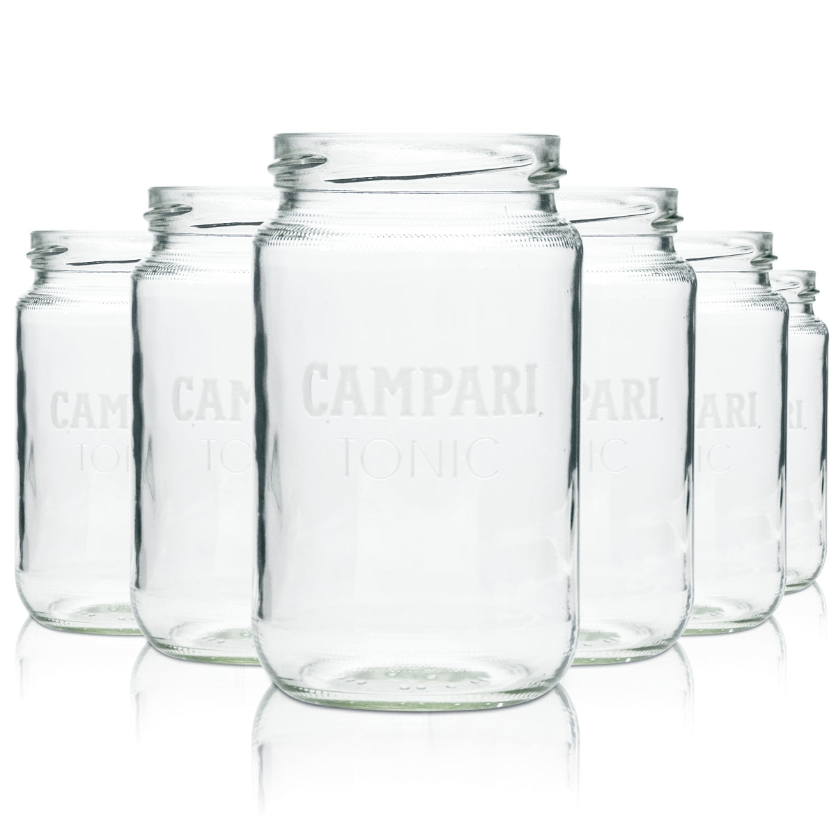 6x Campari Glass Jar 0.3l Tonic Long Drink Cocktail Preserving Jars Spritz Gastro