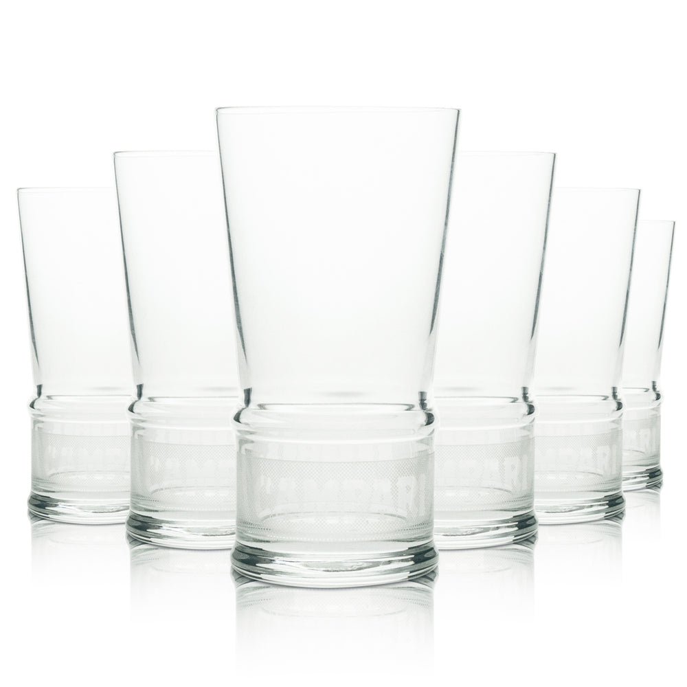 6x Campari liqueur glass, long drink, V-shape, logo at bottom
