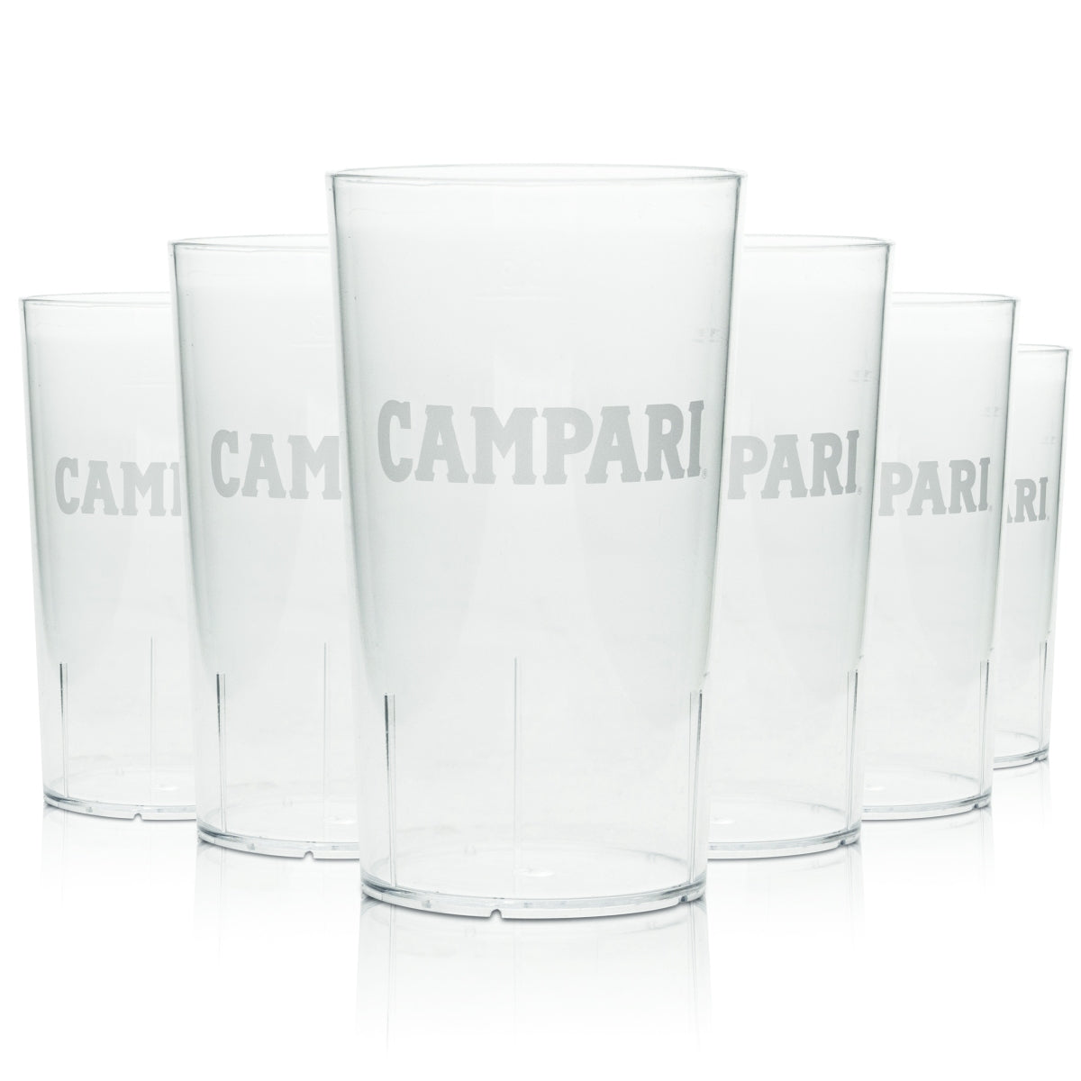 6x Campari reusable cups, 0.3 l, glass, plastic, festival party glasses, plastic