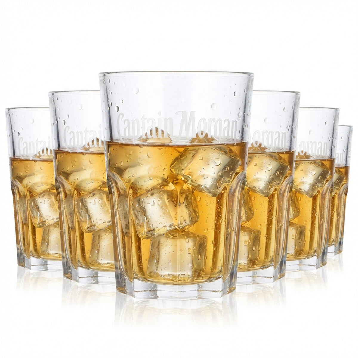 6x Captain Morgan Rum Glass 0.35l Long Drink Glass Tumbler Captain Morgan Arcoroc
