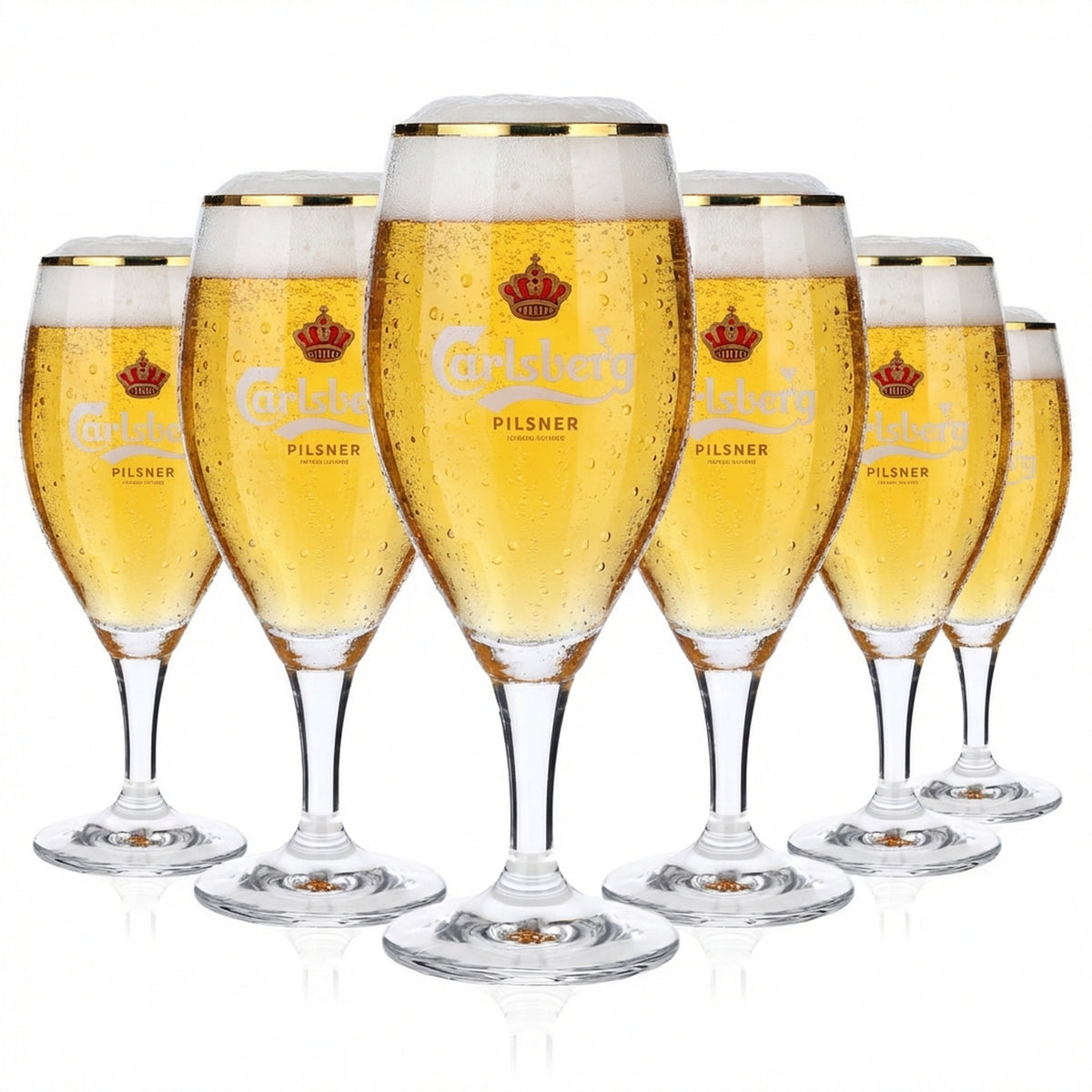 6x Carlsberg beer glass 0.25l beer glasses trophy lettering white Ritzenhoff