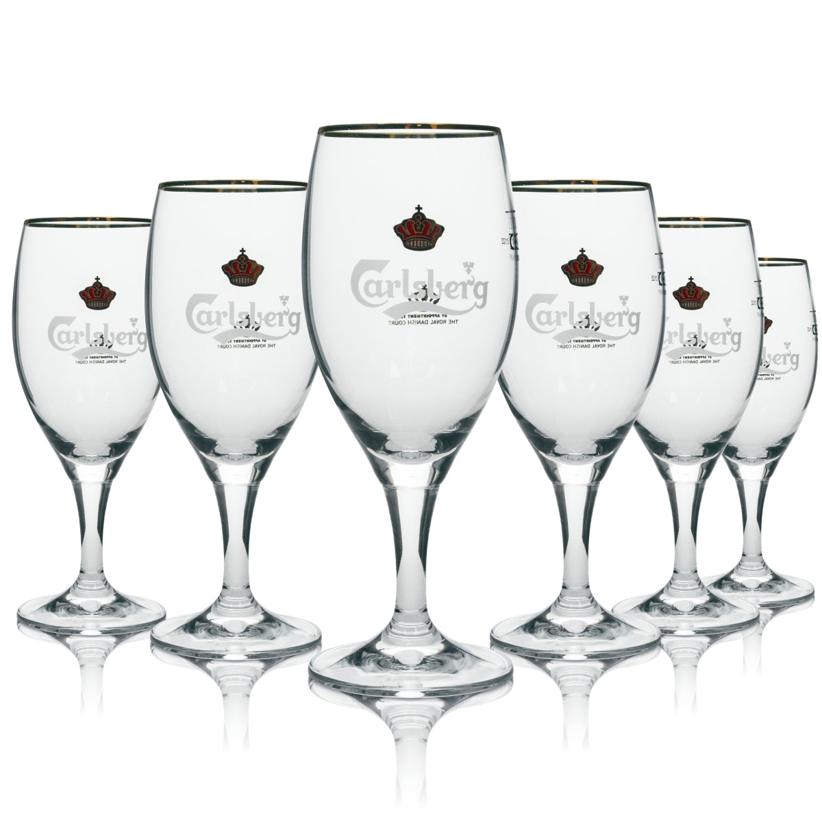 6x Carlsberg beer glass trophy with gold rim, 200 ml, Ritzenhoff