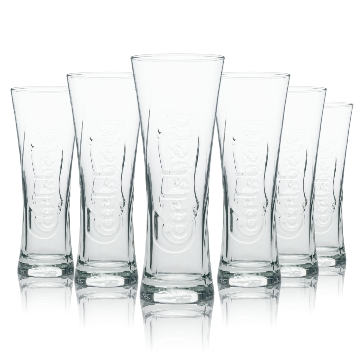 6x Carlsberg beer glass tulip relief 300ml