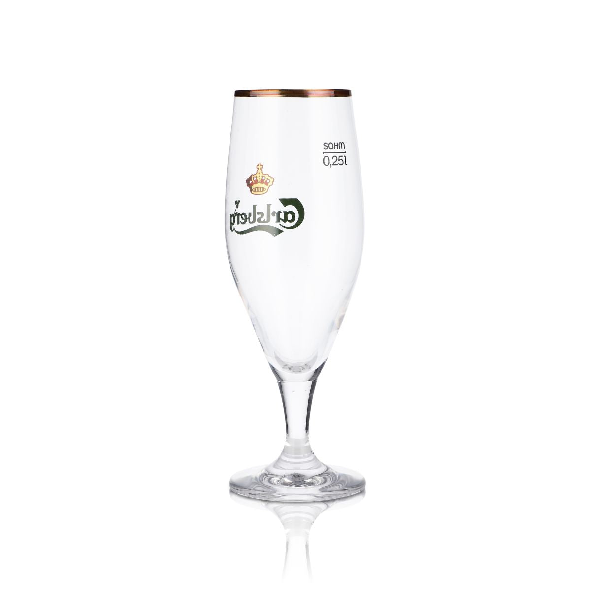 6x Carlsberg Glass 0.25l Tulip Beer Glasses with Gold Rim Set Brewery Denmark – View 3