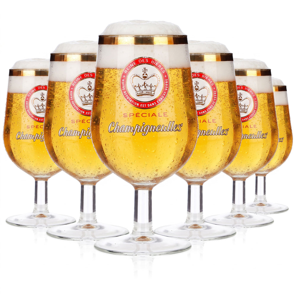 6 Champigneulles Beer Glasses, 0.25 L, Speciale with Gold Rim (Set of 6)