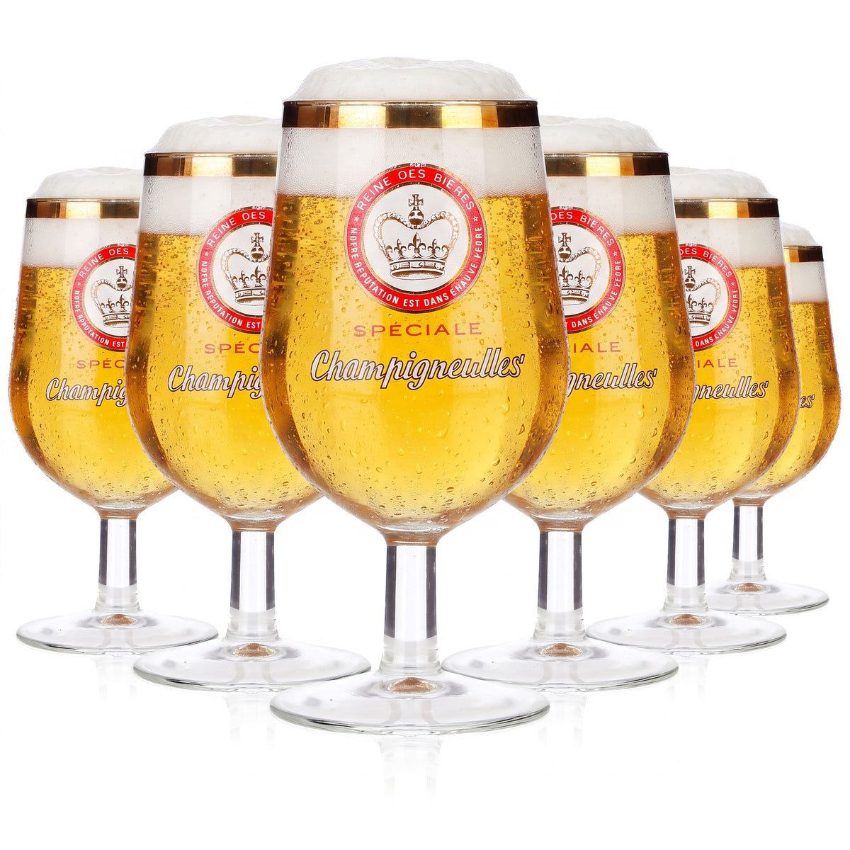 6 Champigneulles Beer Glasses, 0.25 L, Speciale with Gold Rim (Set of 6)