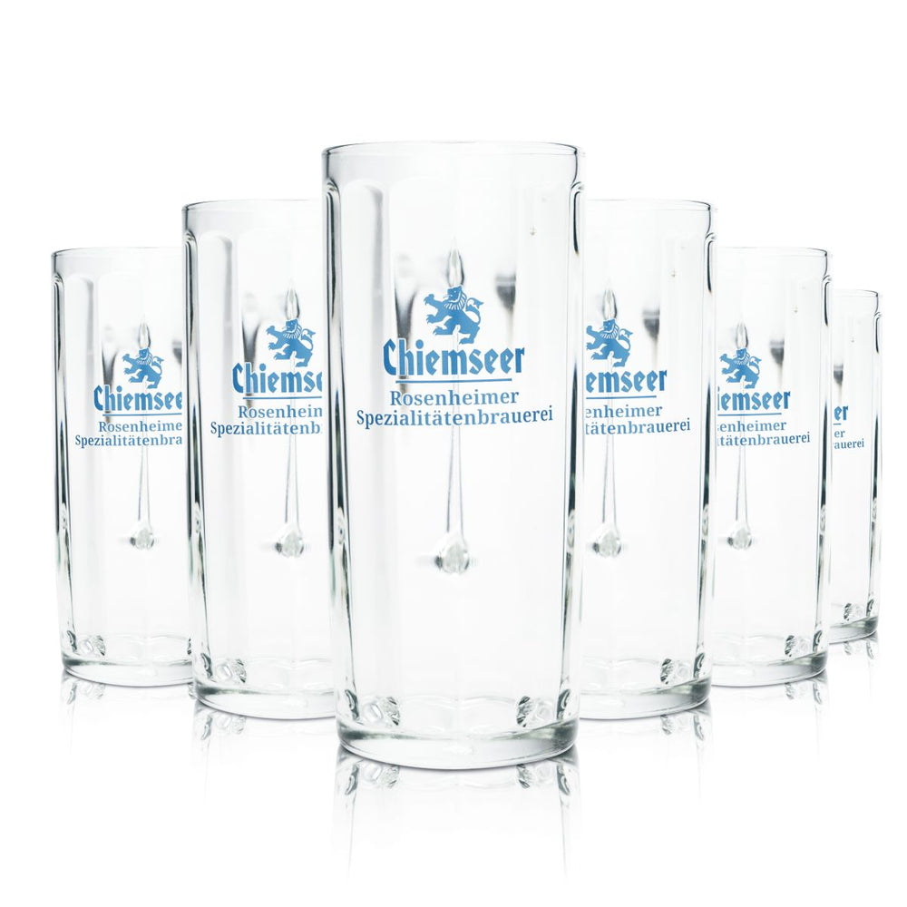 6x Chiemsee beer glass 0.5l contoured mug Seidel tankard glasses Rosenheim Brewery