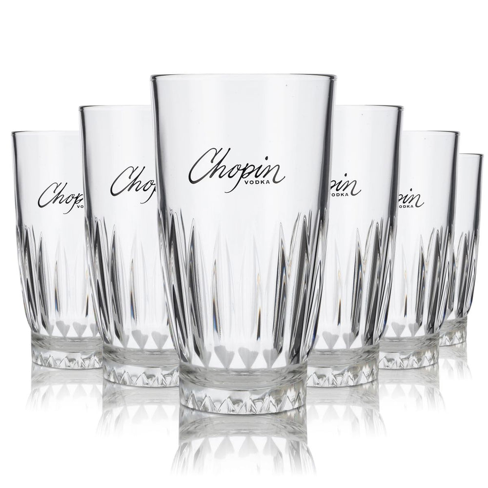 6x Chopin glass 0.355l highball long drink cocktail glasses set relief contour glass