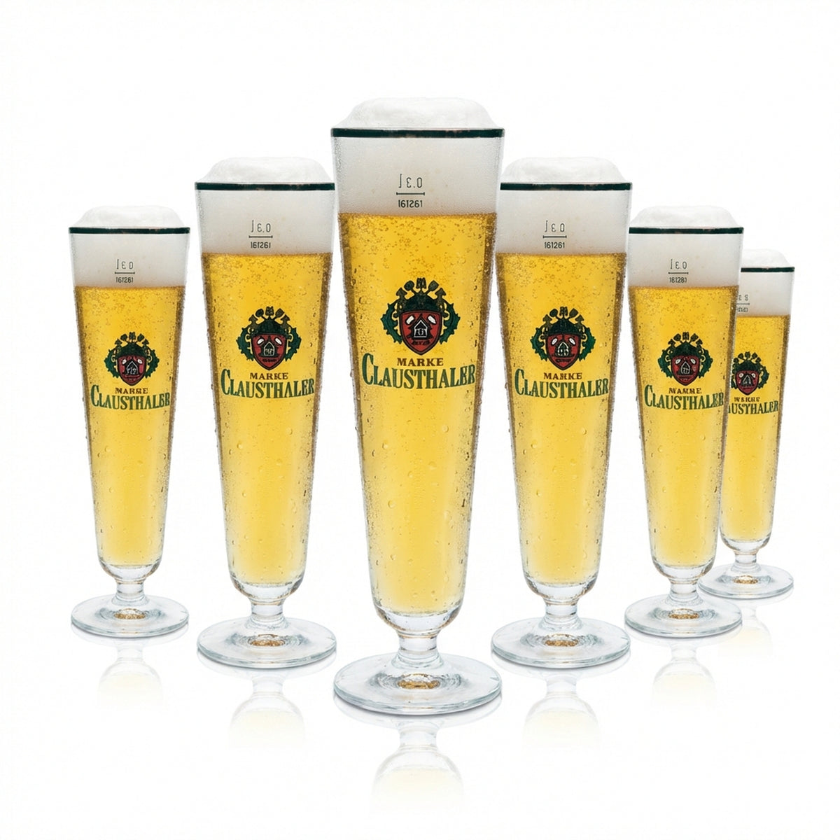 6x Clausthaler Beer Glass 0.3l Goblet Tulip Gold Rim Glasses Gastro Pilsner Pub
