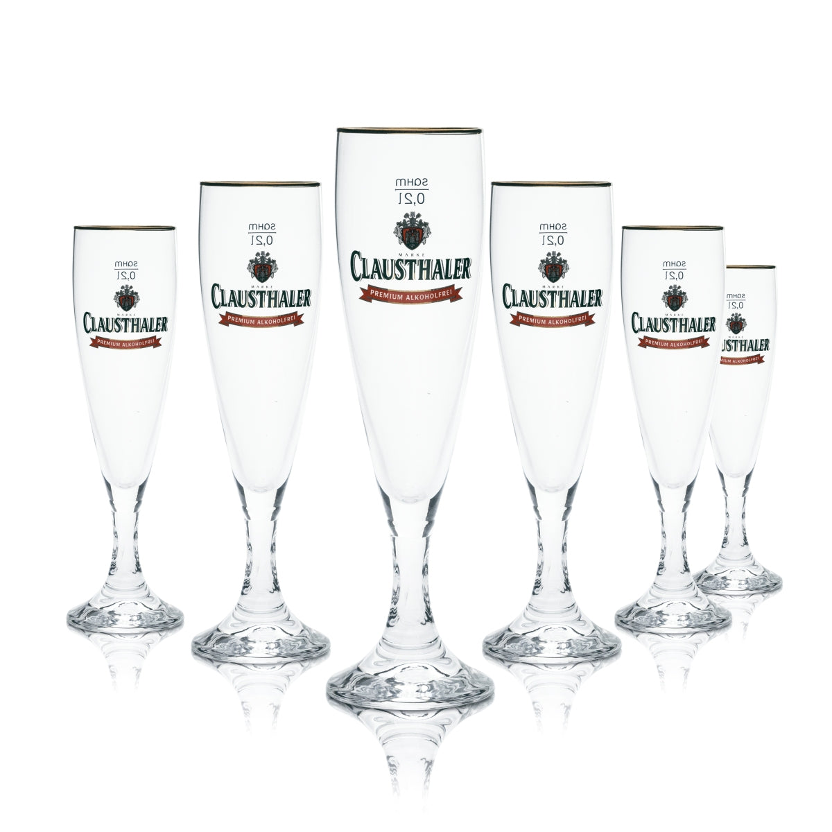 6x Clausthaler Glass 0.2l Tulip Cup Non-Alcoholic Glasses Beer Brewery Gastro Bar