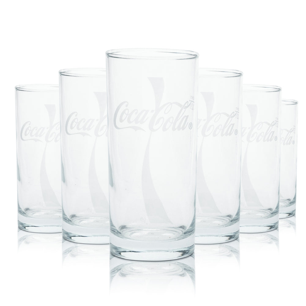 6x Coca Cola glass 0.2l cup soft drink soda long drink glasses catering bar Coke