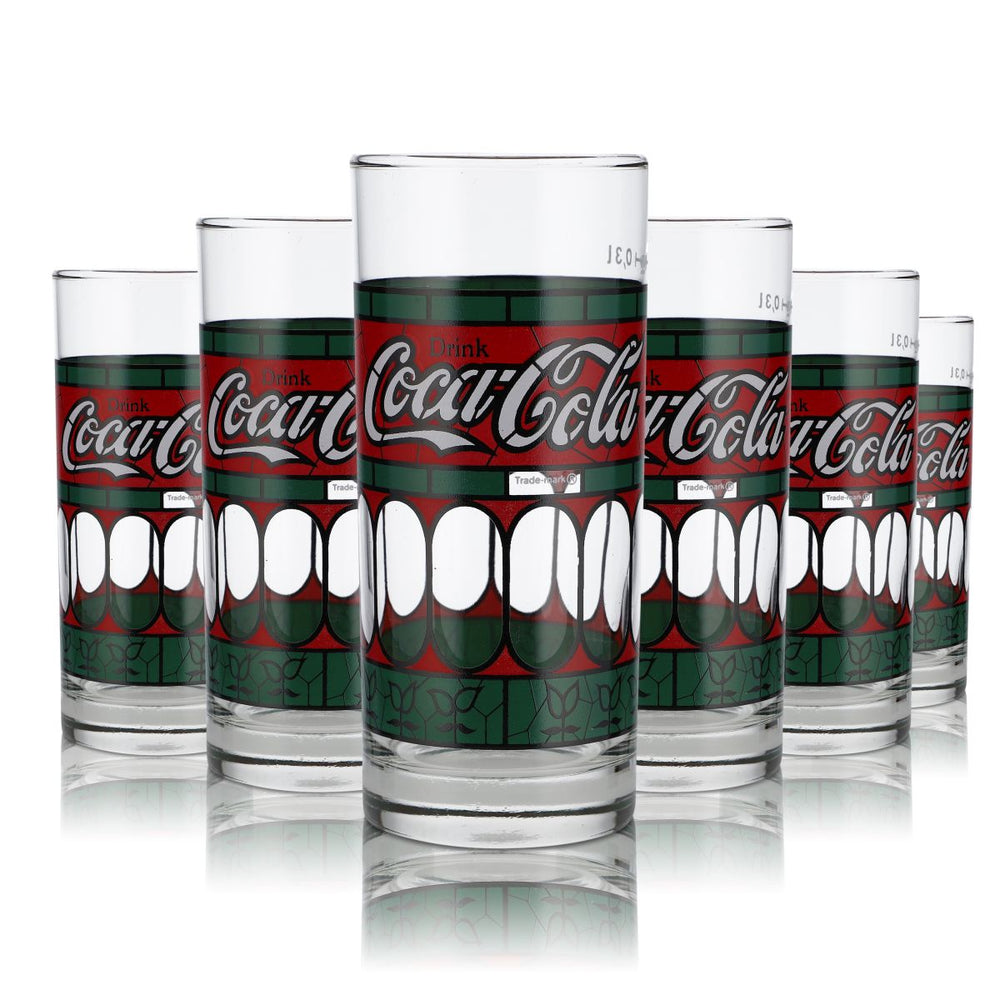 6x Coca Cola glass 0.3l Tiffany glass 1980s special edition glass set collector's item