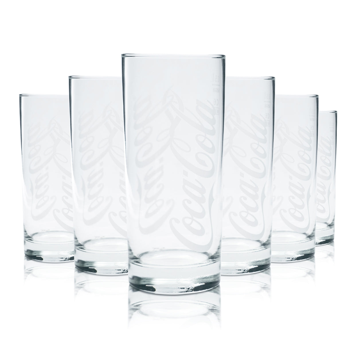 6x Coca Cola glass 0.5l cup Round Wave glasses Calibrated Gastro Soft drink Gastro