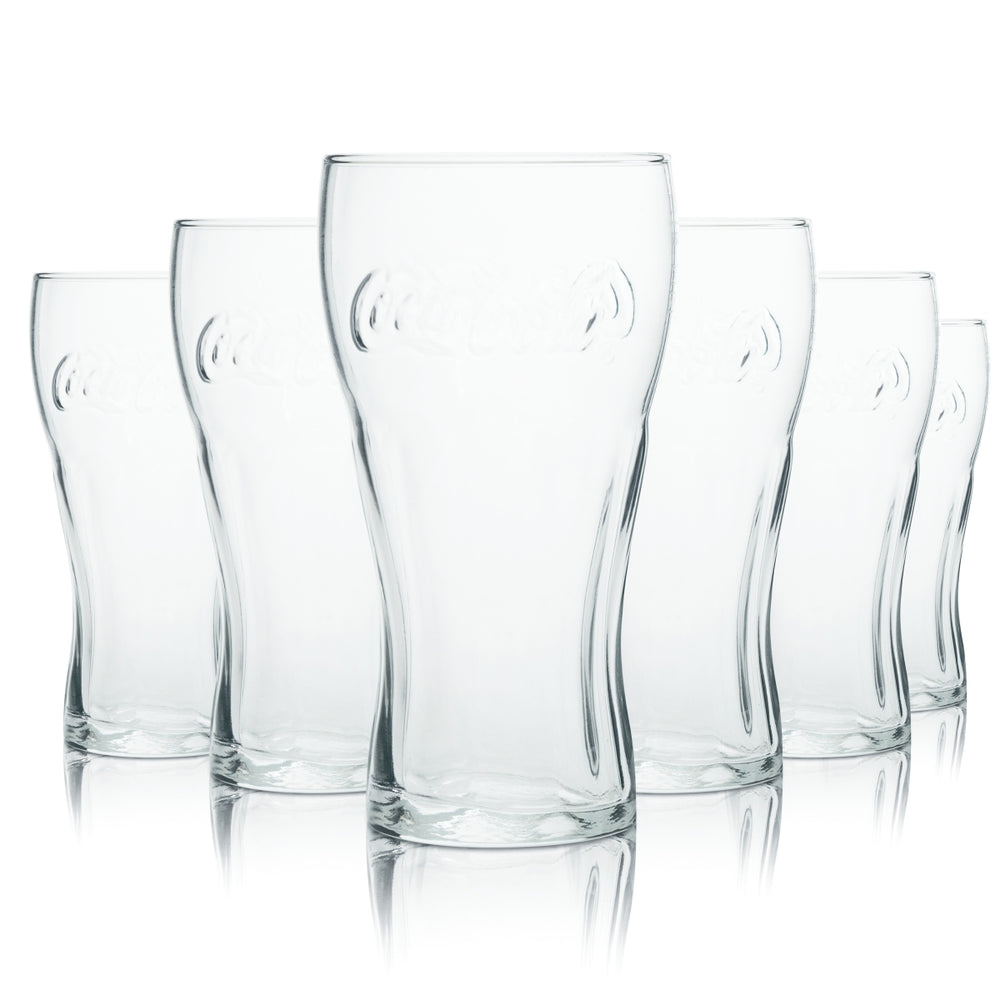 6x Coca Cola glass 0.5l contour soft drink soda cup glasses for restaurants, pubs, and bistros
