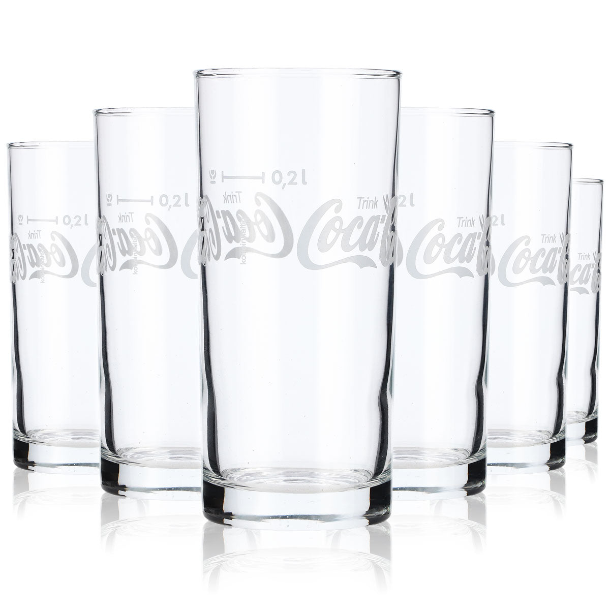 6x Coca Cola Long Drink Glass Cola Glass 0.2 L Cup Horizontal Lettering – View 6