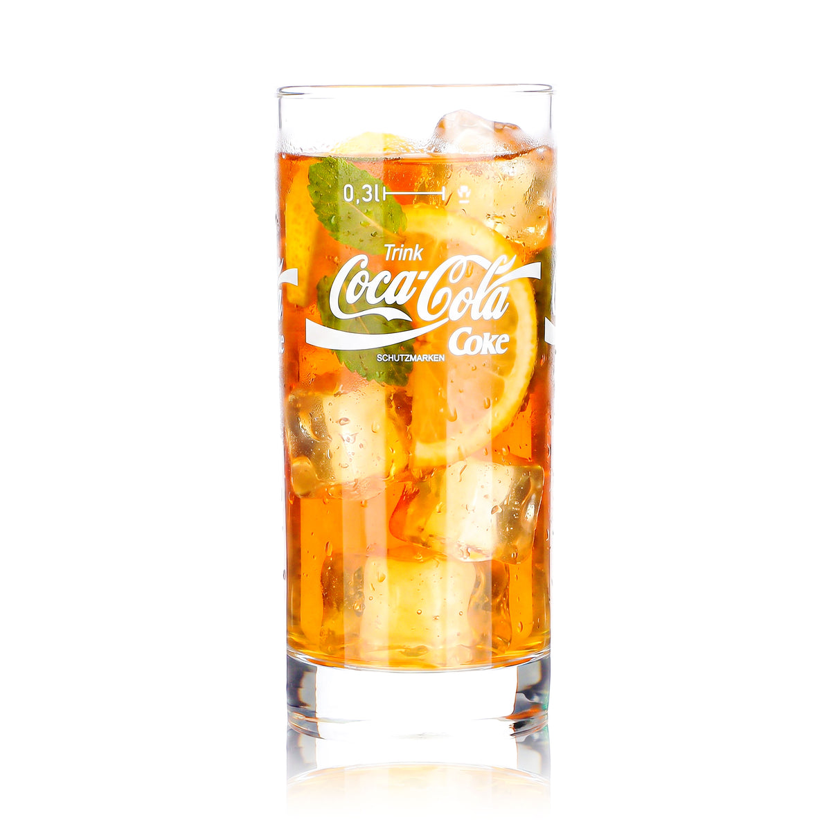 6 Coca-Cola Soft Drink Glasses, 0.3 L, White "Coke" Logo, Contains Caffeine – View 2
