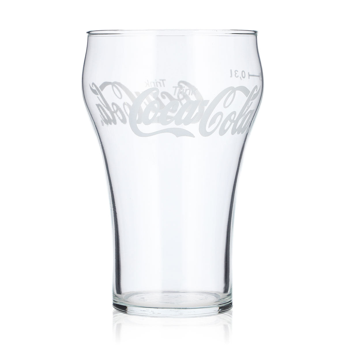 6 Coca-Cola Soft Drink Glasses, 0.3 L, Contoured Glass, White Logo (Set of 6) – View 2