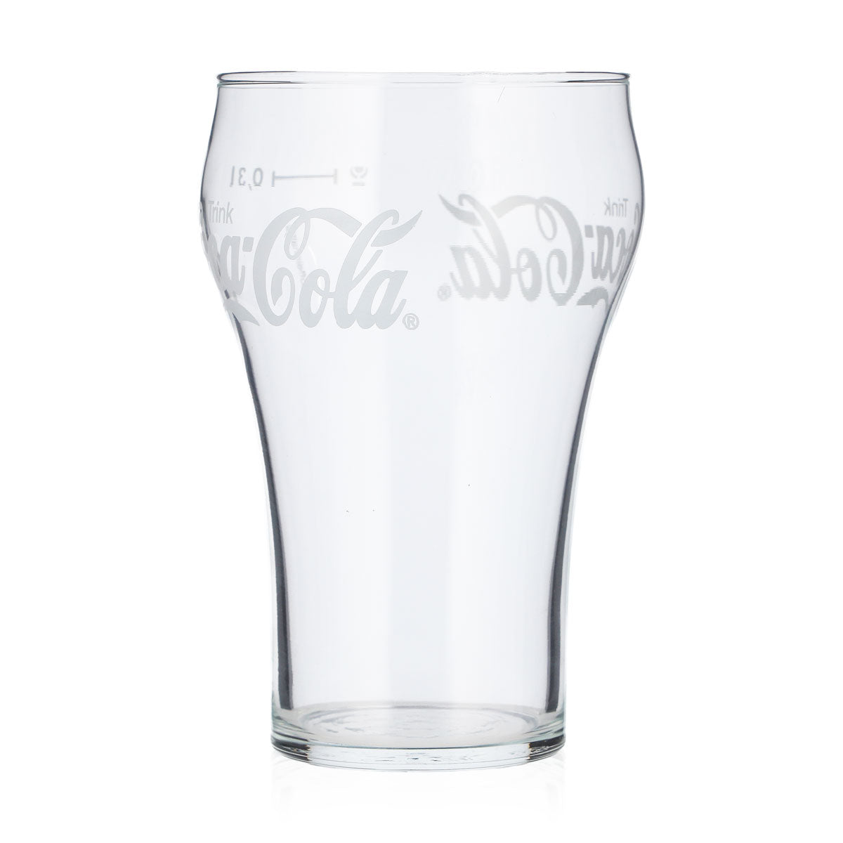 6 Coca-Cola Soft Drink Glasses, 0.3 L, Contoured Glass, White Logo (Set of 6) – View 5