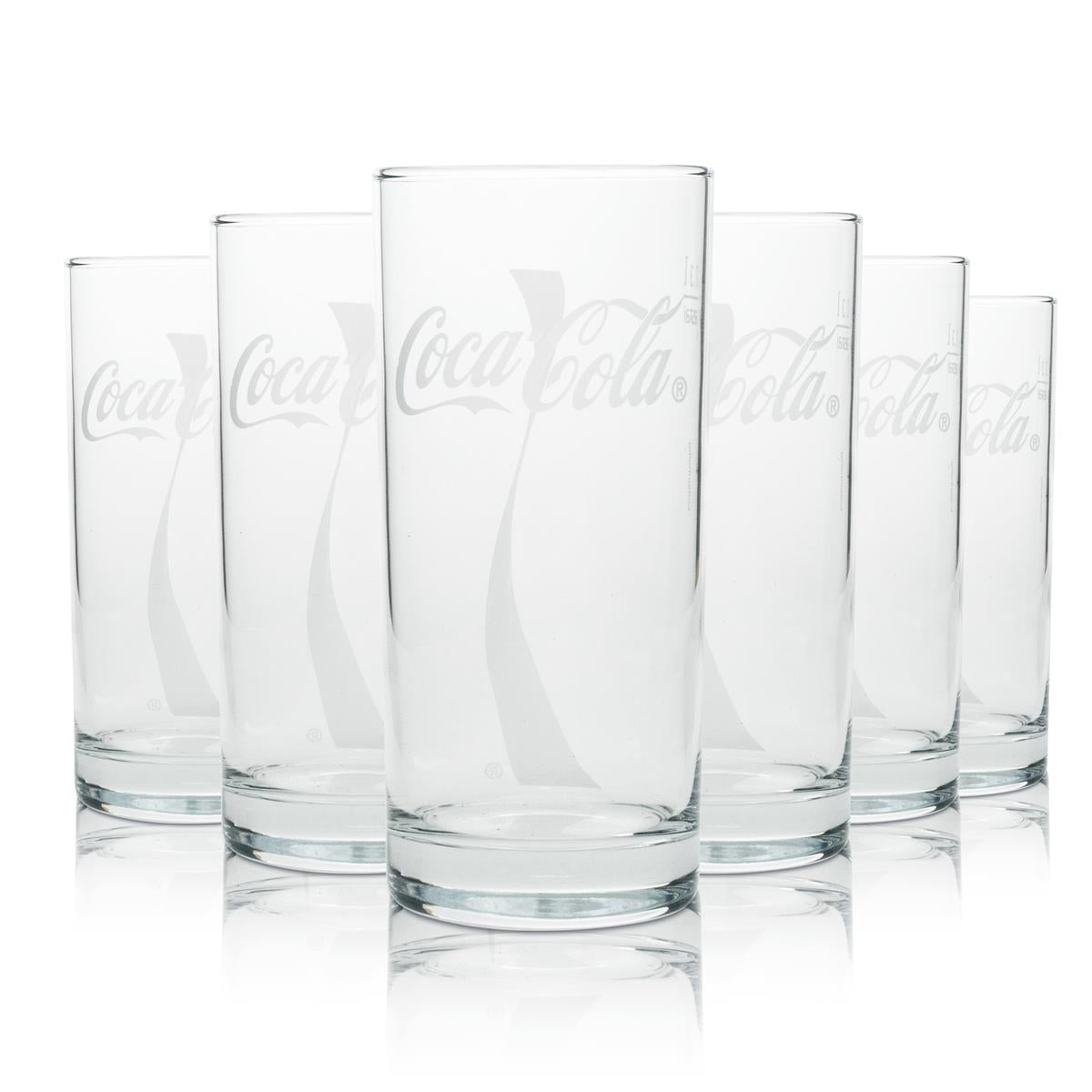 6x Coca Cola soft drinks glass 0.3l long drink glass Wave
