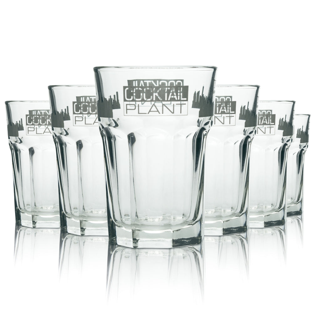 6x Cocktail Plant Glass 0.3l Long Drink Cocktail Contour Glasses Gastro Calibrated Bar