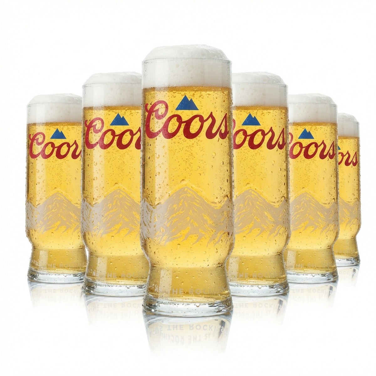 6x Coors Beer Glass 0.25l Goblet Cup Tulip England UK Half Pint Glasses Relief
